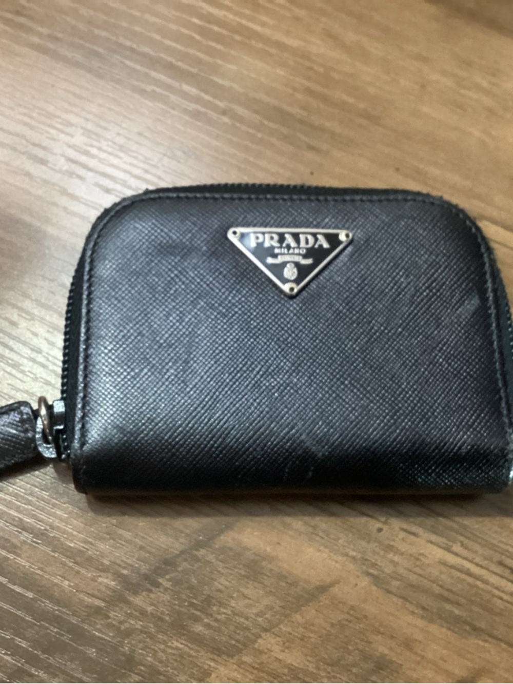 Prada Black Saffiano Leather Small Zip Wallet